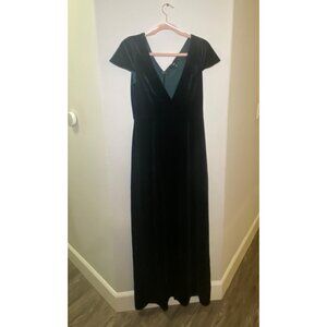 Lulus Womens Velvet Green Maxi Dress Cap Sleeves V-Neck Elegant Holiday Party